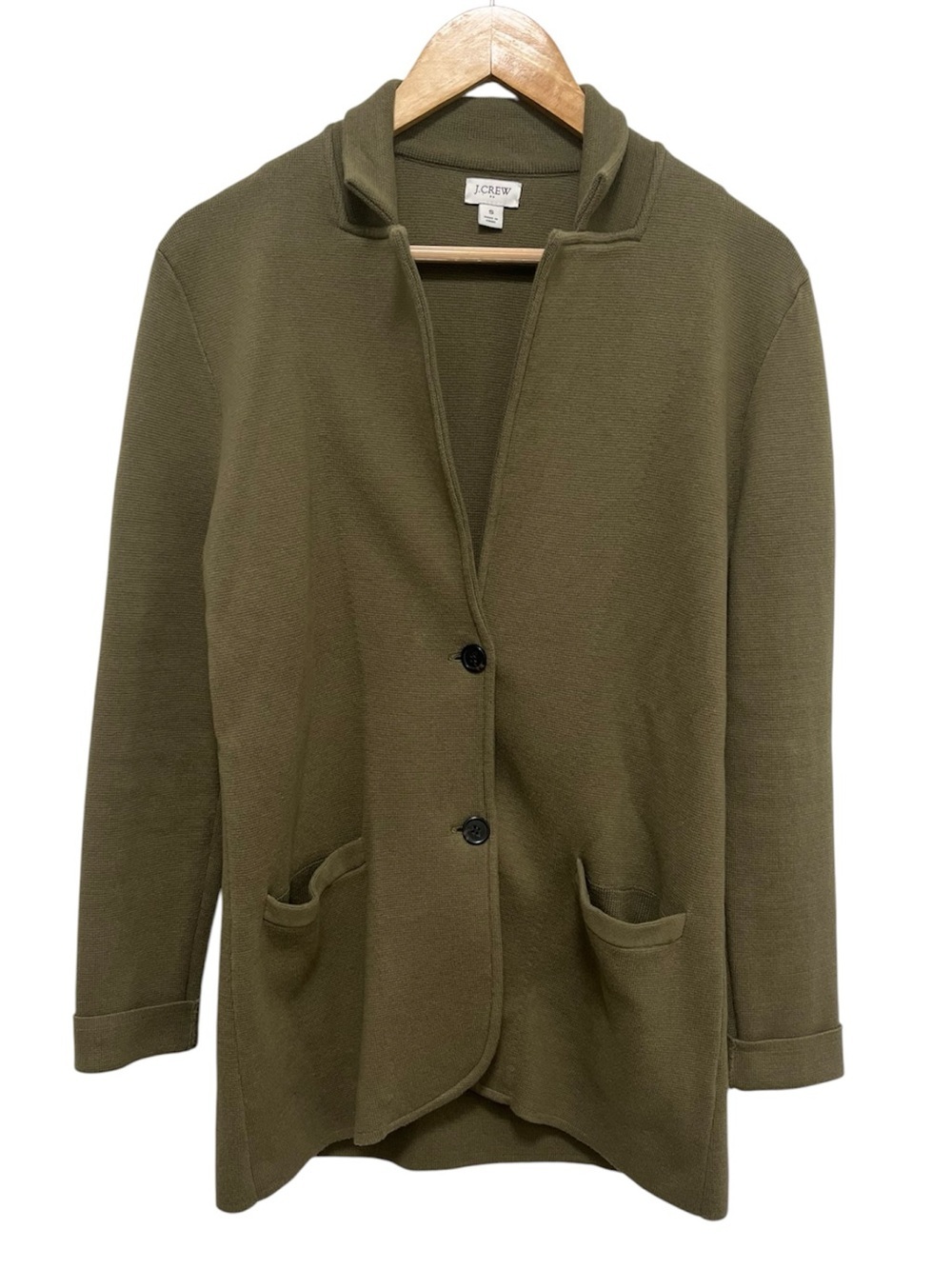 J crew cotton sweater-blazer in olive green size small